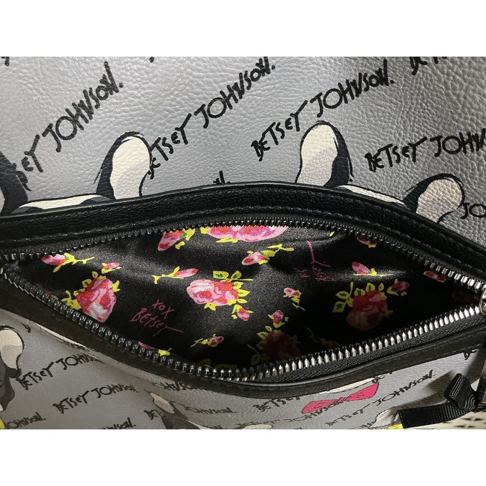 Betsey Johnson Logo Boston Terrier Print Backpack w/ 2 Zip Pockets - Picture 6 of 10